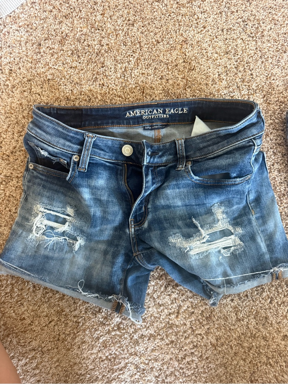 American Eagle Outfitters Distressed Denim Cutoff Shorts - Blue Wash